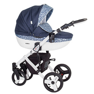 KUNERT Mila kolica za bebe - beli ram, set 3u1