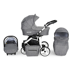 KUNERT rotax kolica za bebe - beli ram, set 3u1