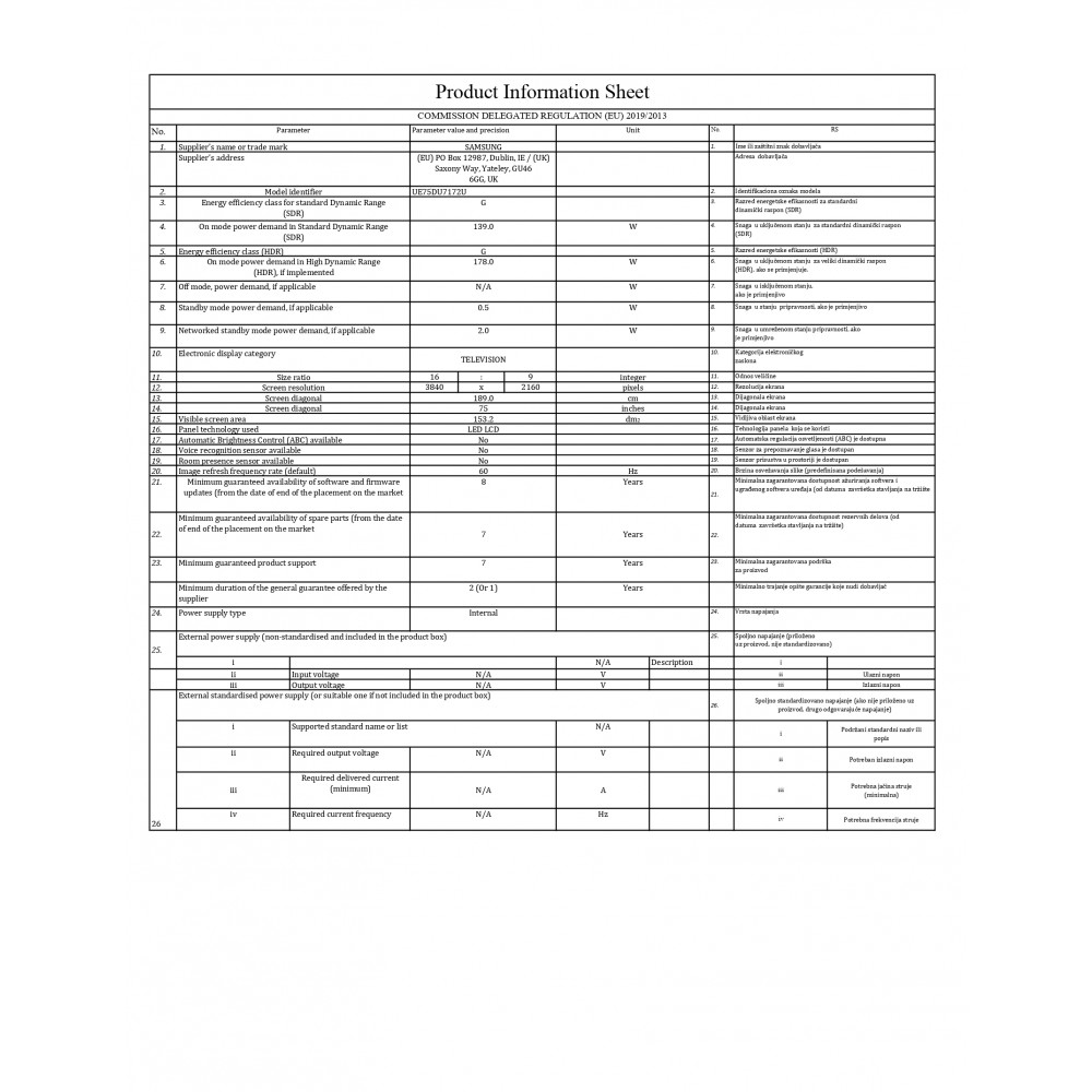 SAMSUNG Smart televizor UE75DU7172UXXH
