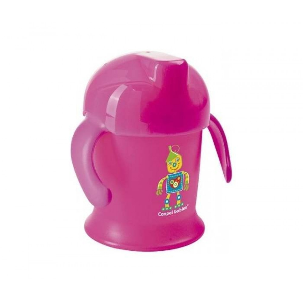 CANPOL BABY šolja sa ručkama 31/300 200ML NON SPILL "SMILEY" - ROZE