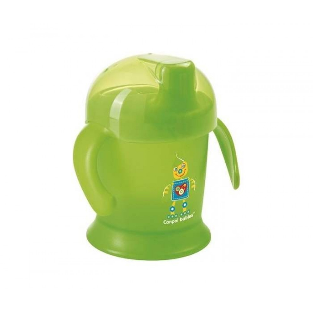 CANPOL BABY šolja sa ručkama 31/300 200ML NON SPILL "SMILEY" - ZELENA