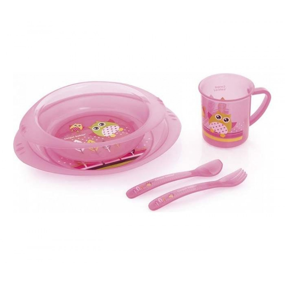 CANPOL BABY set za hranjenje 4/405 OWL - ROZE
