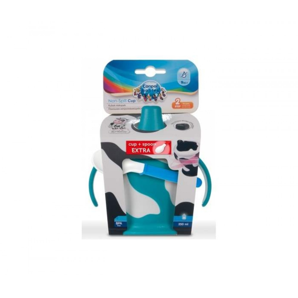 CANPOL BABY set COW šolja 250 ml kašičica - ZELENA 0171