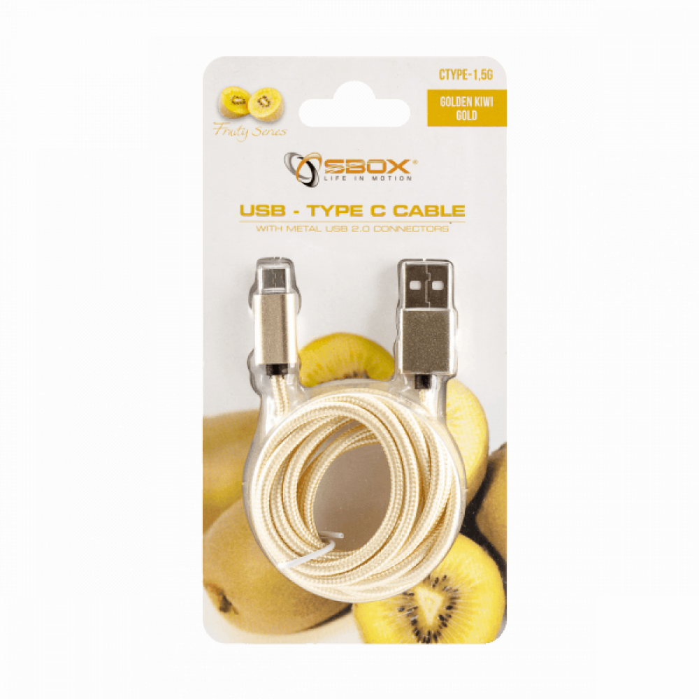 S BOX Kabl USB A / Type C, Fruity  1,5 m, Gold