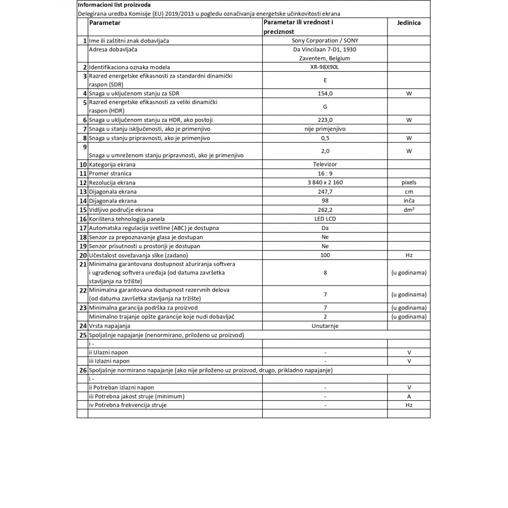 SONY Smart televizor XR98X90LAEP