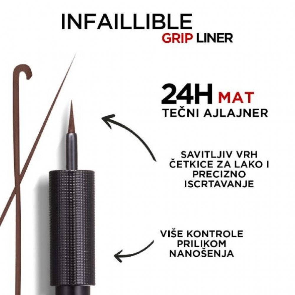L'OREAL Paris nfaillible Grip 24h Vinyl tečni ajlajner 03 marron1100029012