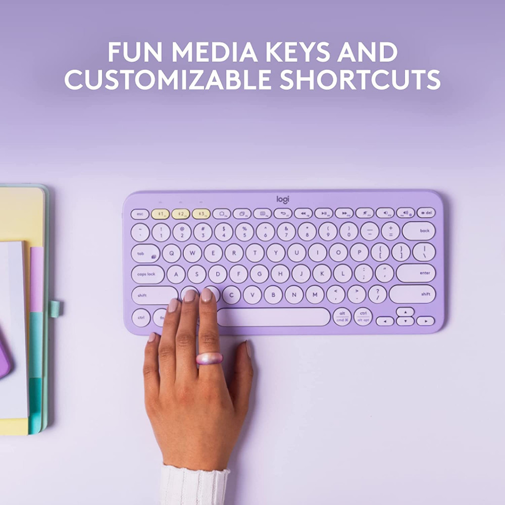 LOGITECH K380 Multi-Device Bluetooth Keyboard, Lavander Lemonade