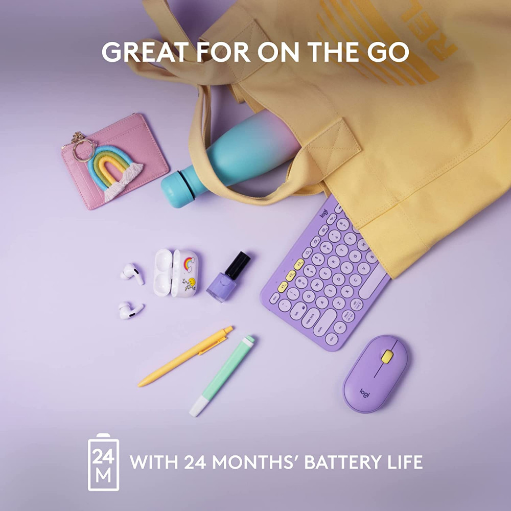 LOGITECH K380 Multi-Device Bluetooth Keyboard, Lavander Lemonade