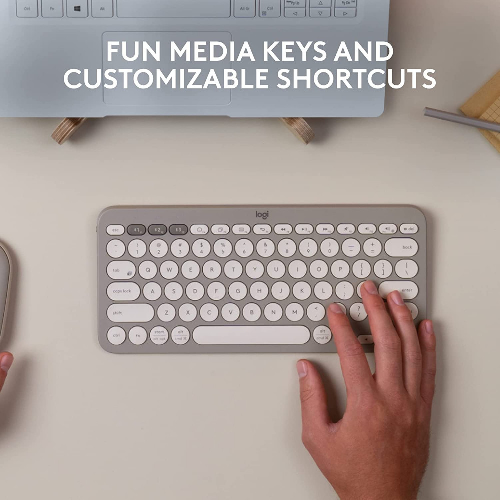 LOGITECH K380 Multi-Device Bluetooth Keyboard, Sand