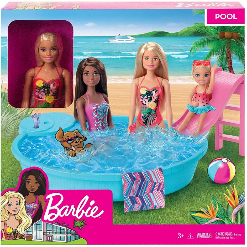 MATTEL Set Barbie lutka sa bazenom GHL91