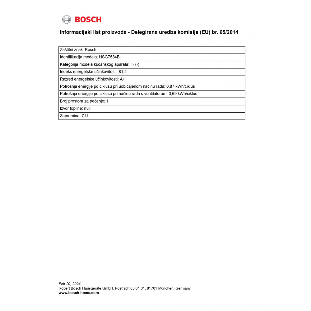 BOSCH Ugradna rerna HSG7584B1