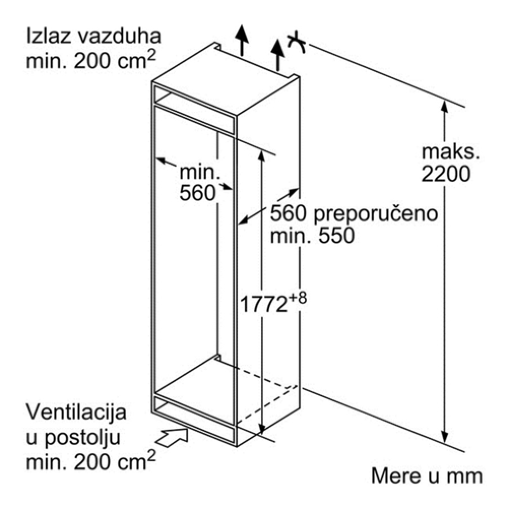 BOSCH ugradni frižider KIV86VS30 