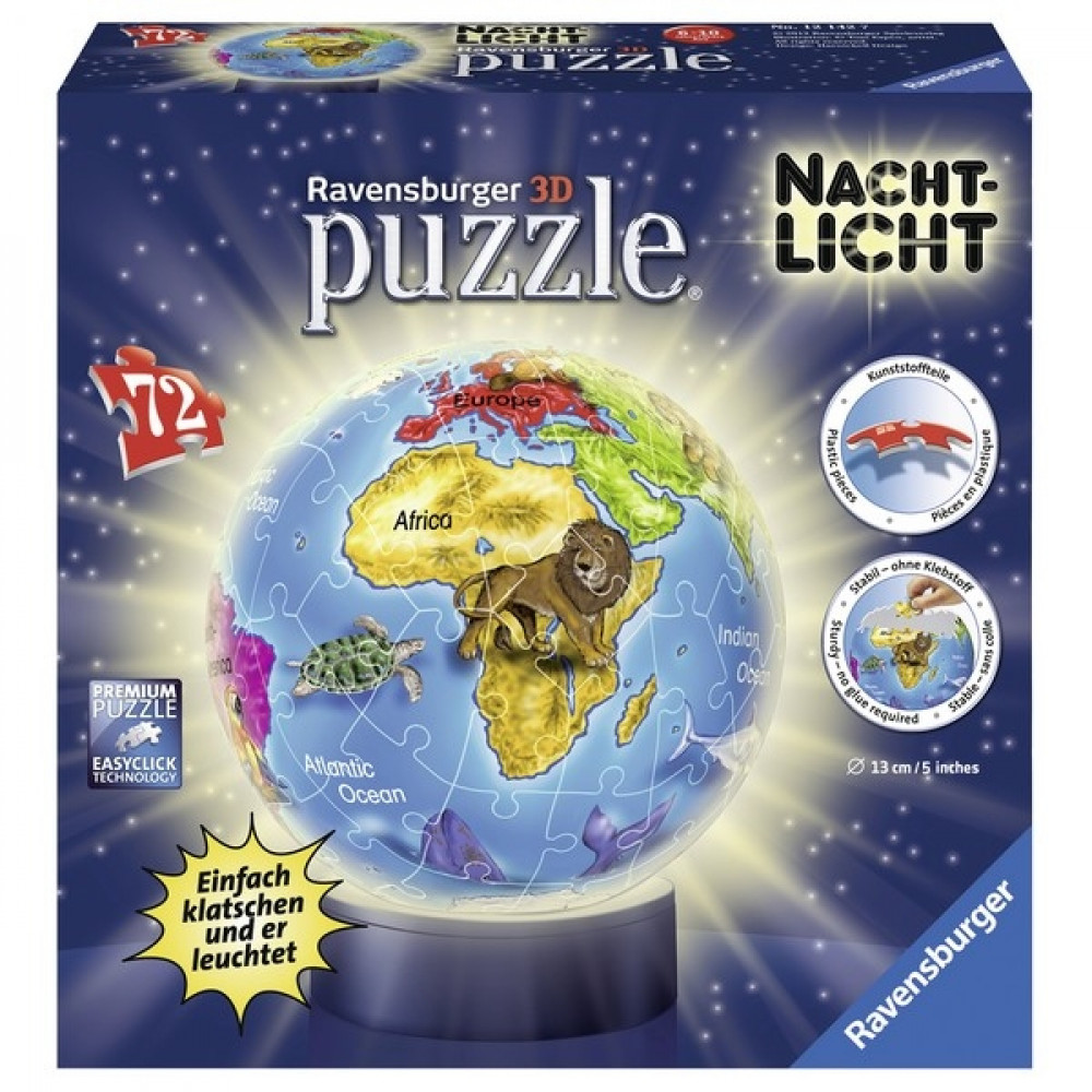 RAVENSBURGER 3D puzzle (slagalice) -  svetleći  globus sa životinjama RA12142