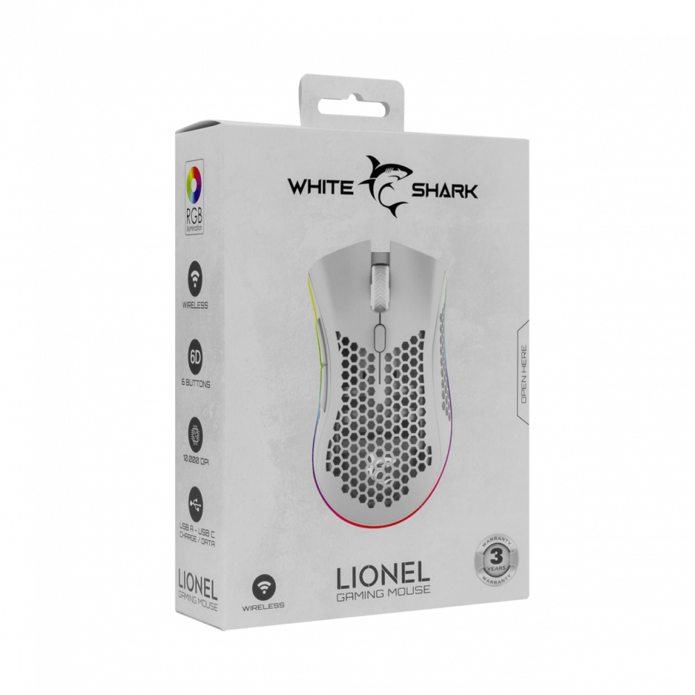 WHITE SHARK WGM 5012 LIONEL, Whireless Mouse White RGB