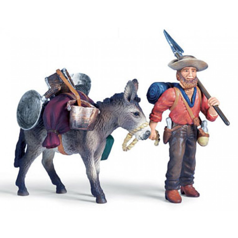 SCHLEICH tragač zlata sa natovarenim magarcem 70310