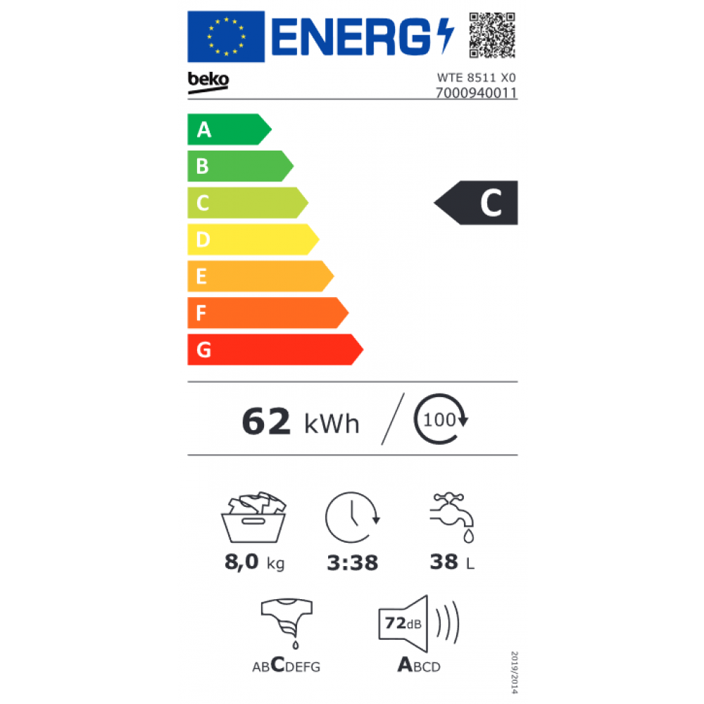 BEKO mašina za pranje veša WTE 8511 X0