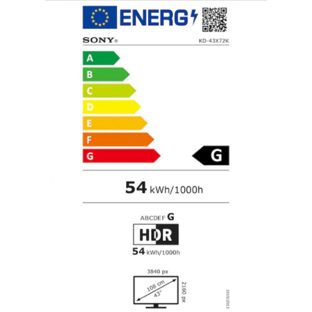 SONY televizor Smart 4K KD43X72KPAEP