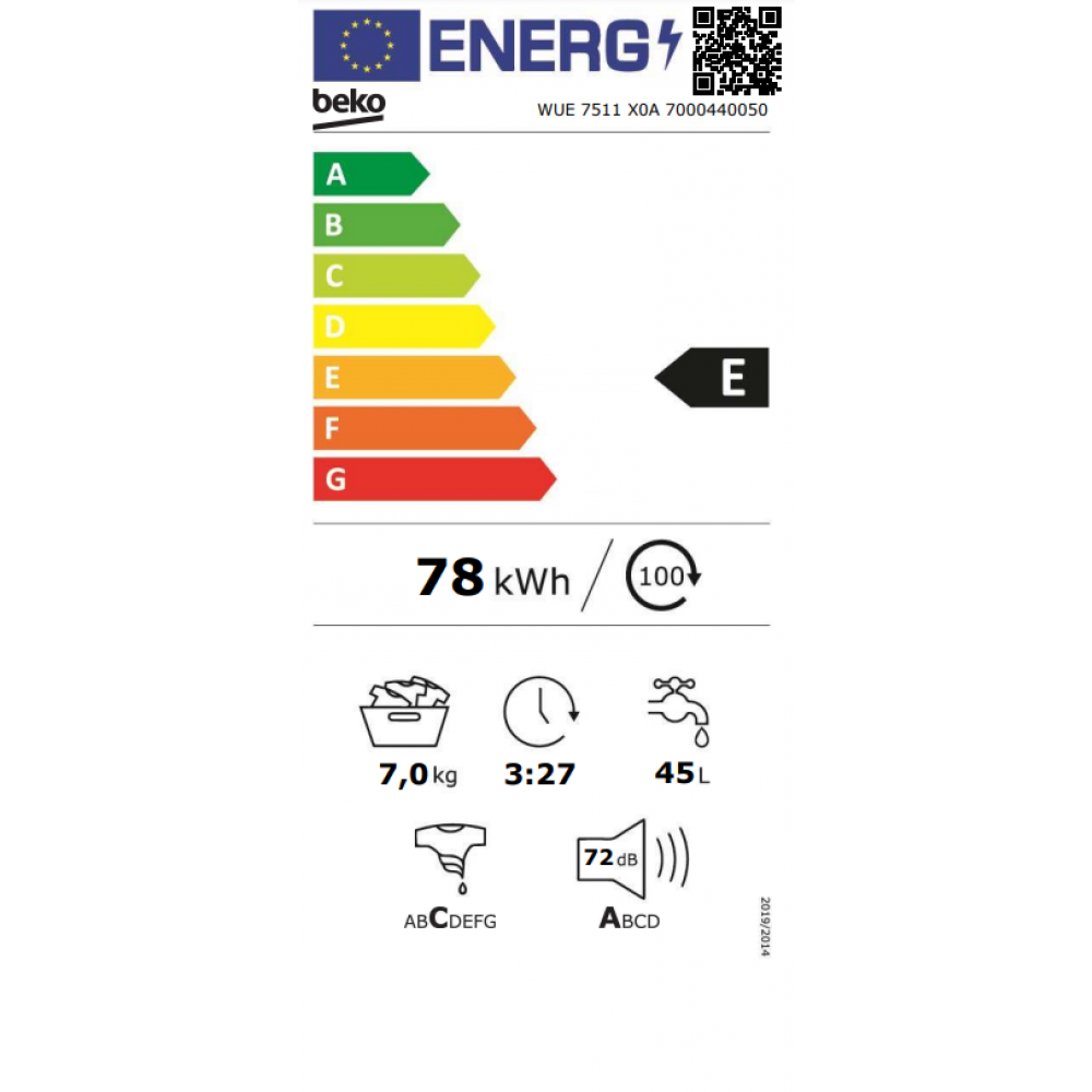 BEKO Mašina za pranje veša WUE 7511 X0A